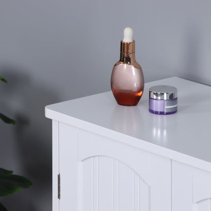 Meuble sous-vasque de salle de bain avec étagère et découpe pour siphon