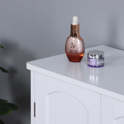 Meuble sous-vasque de salle de bain avec étagère et découpe pour siphon
