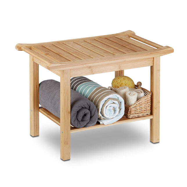 Banc de salle de bain en bambou