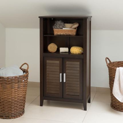 Meuble de salle de bain marron foncé LAMELL