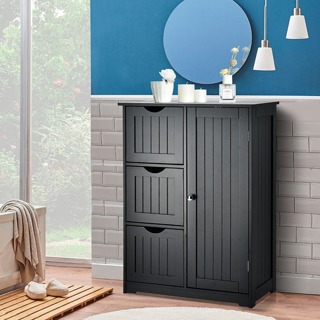 Badezimmerschrank Aufbewahrungsschrank mit 3 Schubladen 60 x 30 x 81 cm schwarz
