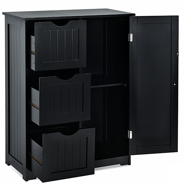Badezimmerschrank Aufbewahrungsschrank mit 3 Schubladen 60 x 30 x 81 cm schwarz
