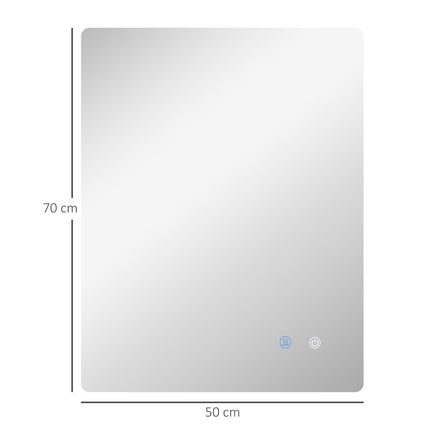 Bathroom mirror with lights, 70x50 cm, Anti-Fog Touch Control