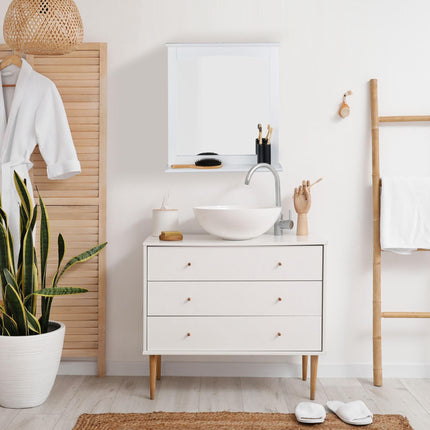 Miroir de salle de bain avec étagère en MDF