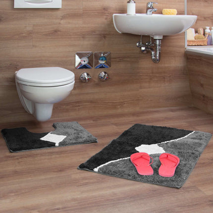 Tapis de salle de bain en lot de 2 à motifs