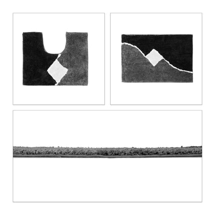 Tapis de salle de bain en lot de 2 à motifs