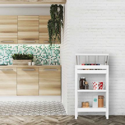 Étagère de salle de bain en bambou blanc