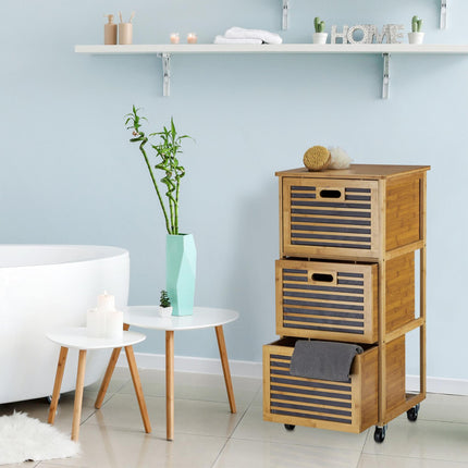 Chariot étagère de salle de bain en bambou