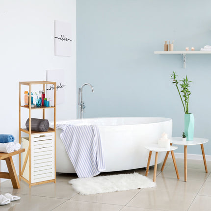 Étagère de salle de bain avec panier à linge