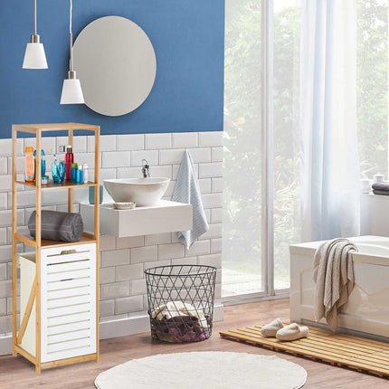 Étagère de salle de bain avec panier à linge