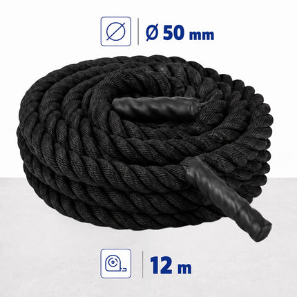 Battle Rope with Non-Slip Handles for Full-Body Workouts, Black
