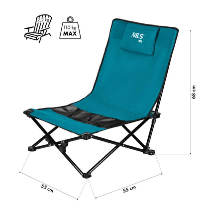 Strandstuhl, blau/schwarz, klappbar, tragbar