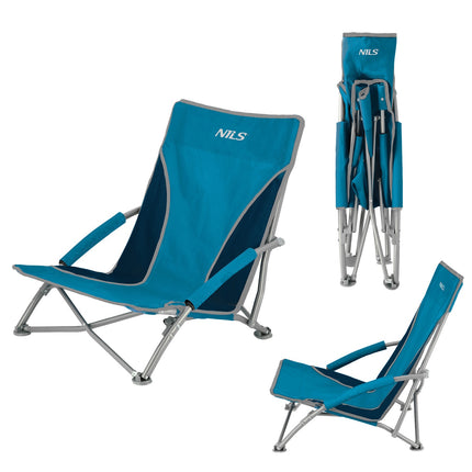 Chaise de plage, bleu-gris, pliable, légère