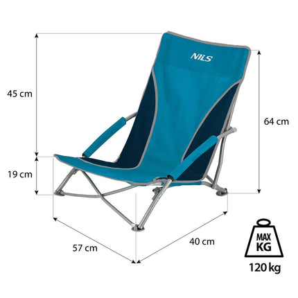 Chaise de plage, bleu-gris, pliable, légère