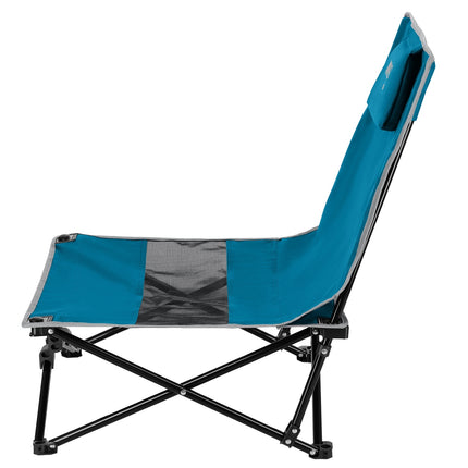 Chaise de plage pliable, bleu/gris, portable