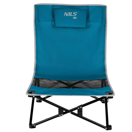 Chaise de plage pliable, bleu/gris, portable