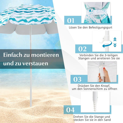 Strandstuhl-Set mit Schirm und Decke – Tragbar, Zusammenklappbar