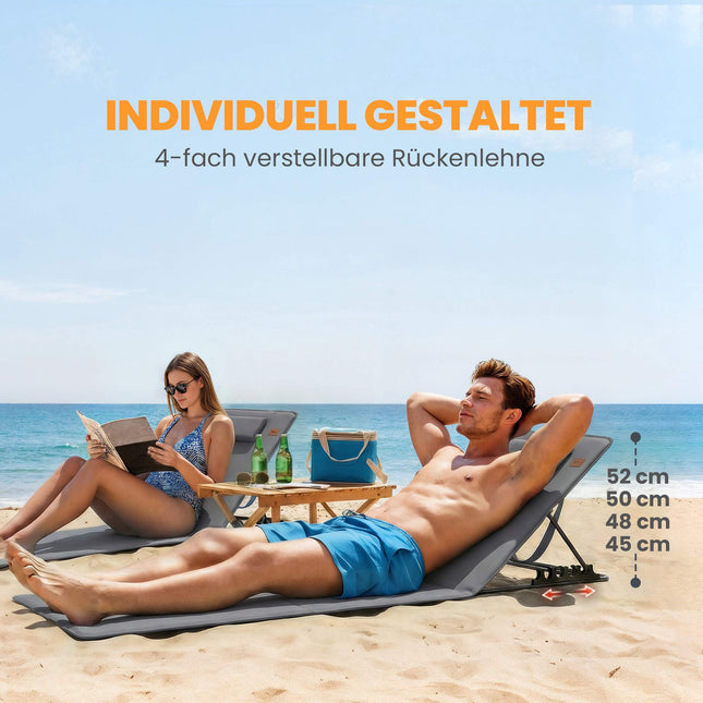 Strandliegen-Set, verstellbare Rückenlehne, tragbar, 2er-Pack