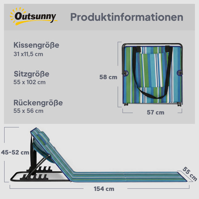 Strandliege 2er-Set mit verstellbarer Rückenlehne und Kissen