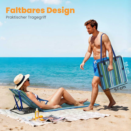 Ensemble de 2 chaises longues de plage avec dossier réglable et oreiller
