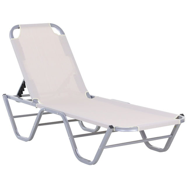 Verstellbare Sonnenliege aus Aluminium, Beige 163x58.5x91 cm