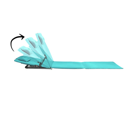 Tapis de plage avec dossier réglable sur 4 positions et coussin, turquoise
