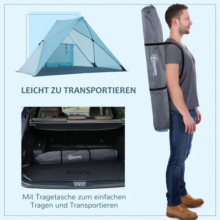 Strandzelt mit UV50+ Schutz, Mesh-Fenster, 2-3 Personen