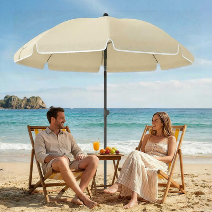 Strandschirm Ø150 cm, Neigungsverstellbar, Sandschnecke, Beige