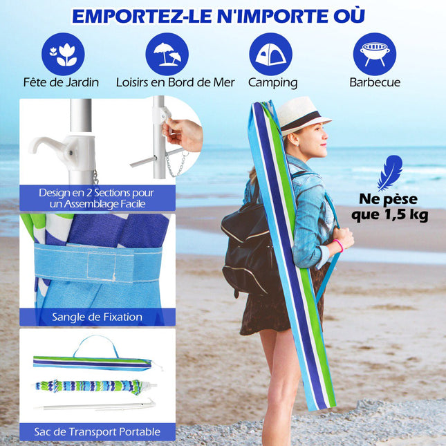 Sonnenschirm 198cm, kippbar, Sandanker, Tragetasche