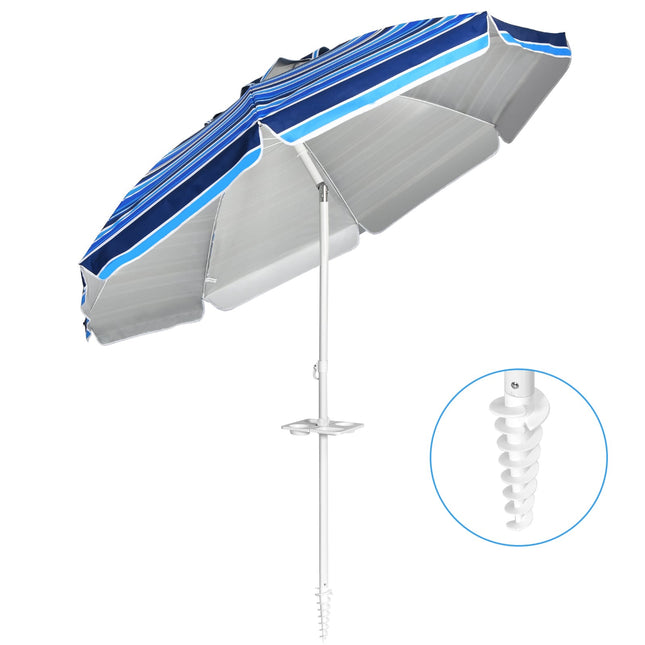 Strandschirm 2,2 m UPF50+ Tragbarer Sonnenschutz Dunkelblau