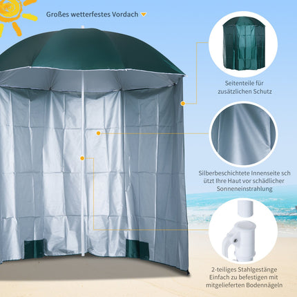 Strandschirm-Seitenwand, dunkelgrünes Polyester, 2,2 m