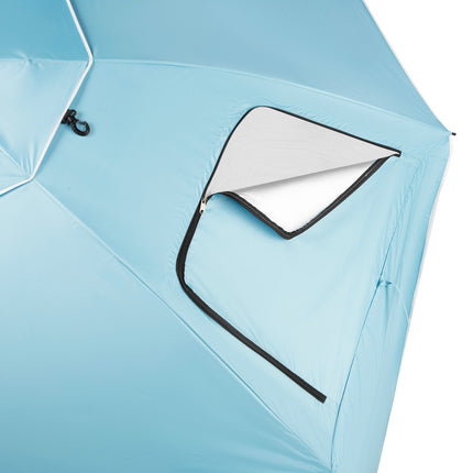 Parasol de plage pare-vent 2 en 1 XXL 240 cm Bleu