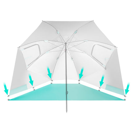 Parasol de plage pare-vent 2 en 1 XXL 240 cm Vert