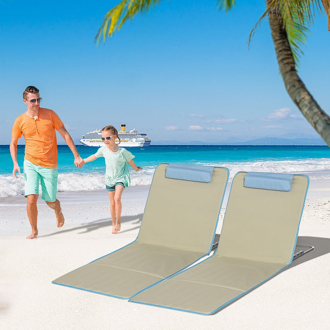 Verstellbare klappbare Strandstühle, 2er-Set mit Kissen