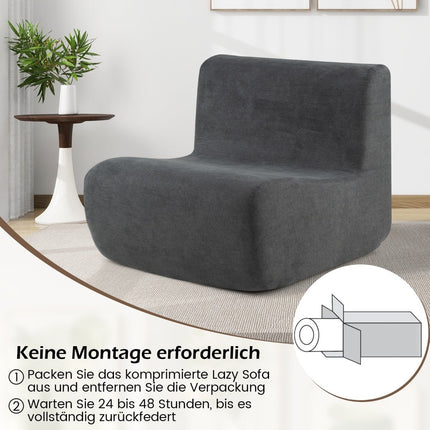 Pouf en velours doux avec soutien ergonomique, gris