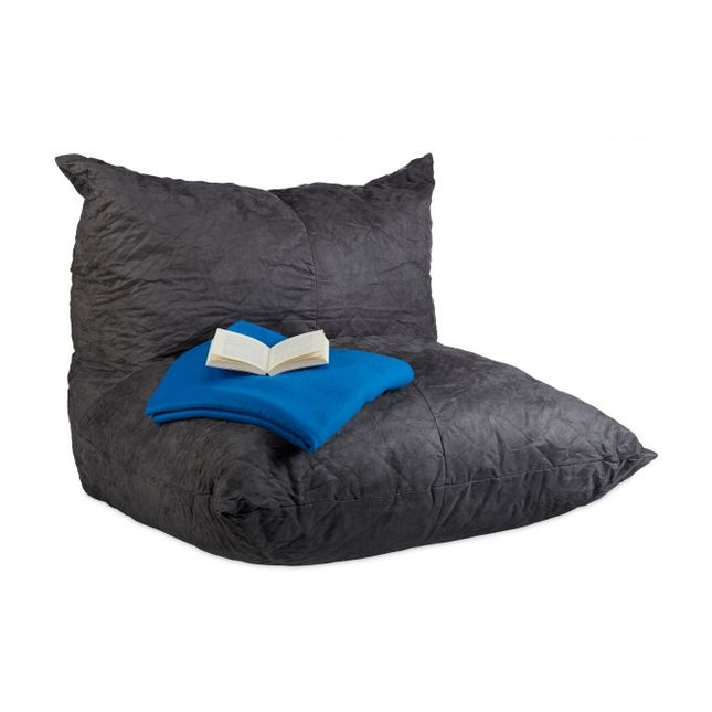 Pouf XXL gris avec dossier