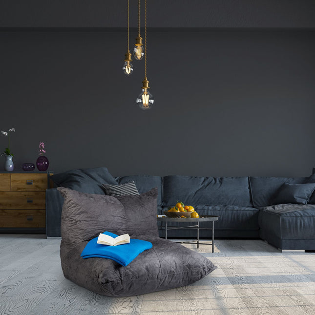 Pouf XXL gris avec dossier