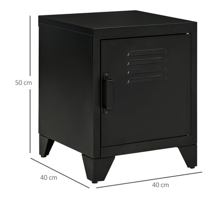 Table de chevet Table de chevet Chambre Table d'appoint avec étagère réglable Porte Table de chevet Métal Noir 50 x 40 x 47,5 cm