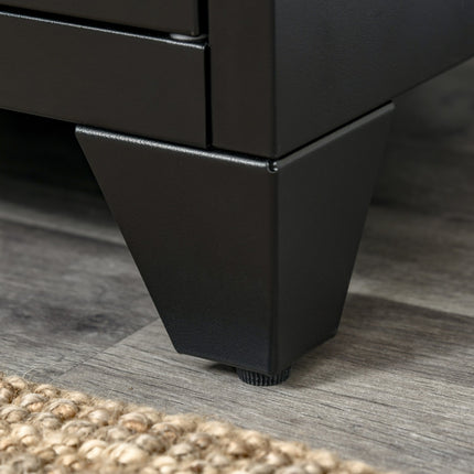 Table de chevet Table de chevet Chambre Table d'appoint avec étagère réglable Porte Table de chevet Métal Noir 50 x 40 x 47,5 cm