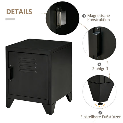 Table de chevet Table de chevet Chambre Table d'appoint avec étagère réglable Porte Table de chevet Métal Noir 50 x 40 x 47,5 cm