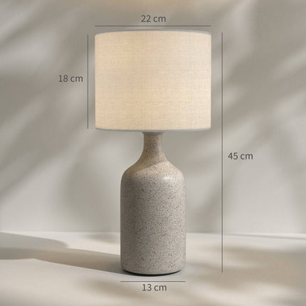 Lampe de chevet, pied en céramique, abat-jour en lin, 22 x 45 cm