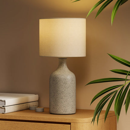 Lampe de chevet, pied en céramique, abat-jour en lin, 22 x 45 cm
