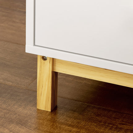 Table De Chevet Commode De Nuit Avec 2 Tiroirs, Poignée, Table D'Appoint, 50X40X55Cm, Blanc