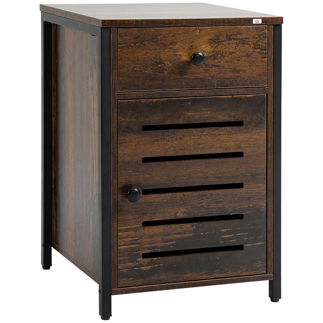 Nachttisch aus rustikalbraunem Holz mit Schublade – 40x40x60 cm
