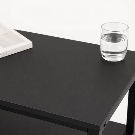 Nachttisch mit 2 Stoffschubladen und -ablagen, MDF und Metall