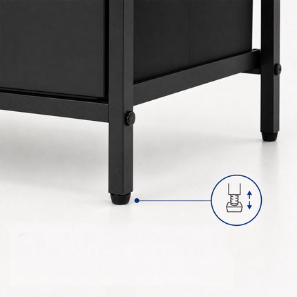 Nachttisch mit 2 Stoffschubladen und -ablagen, MDF und Metall