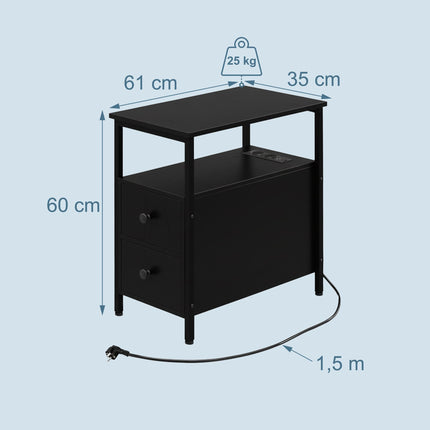 Table de chevet avec ports USB et prises électriques