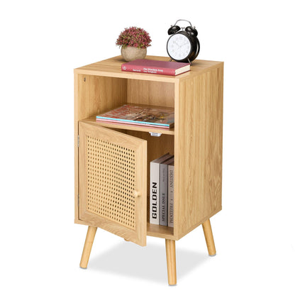 Table de chevet style rotin
