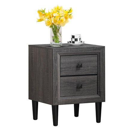 Tables de chevet table d'appoint en bois avec 2 tiroirs table basse table de canapé moderne gris
