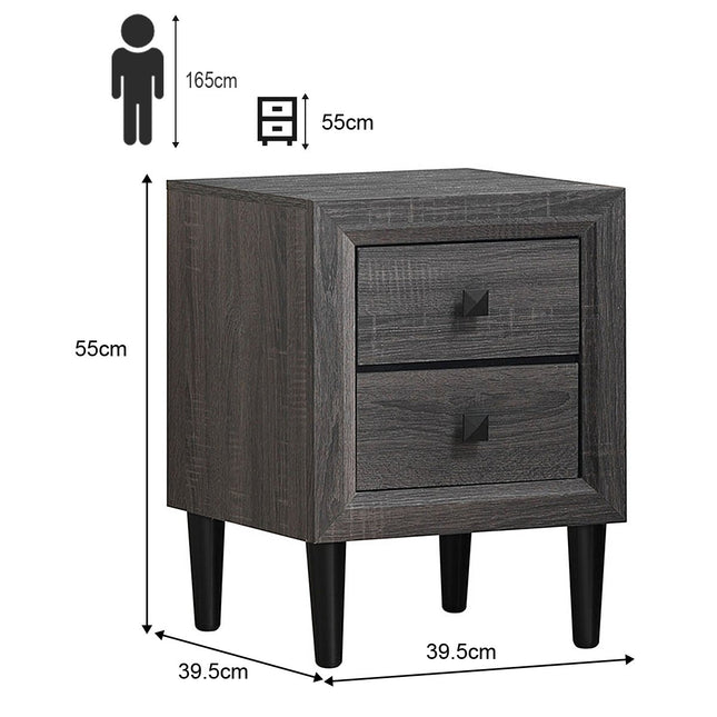 Tables de chevet table d'appoint en bois avec 2 tiroirs table basse table de canapé moderne gris